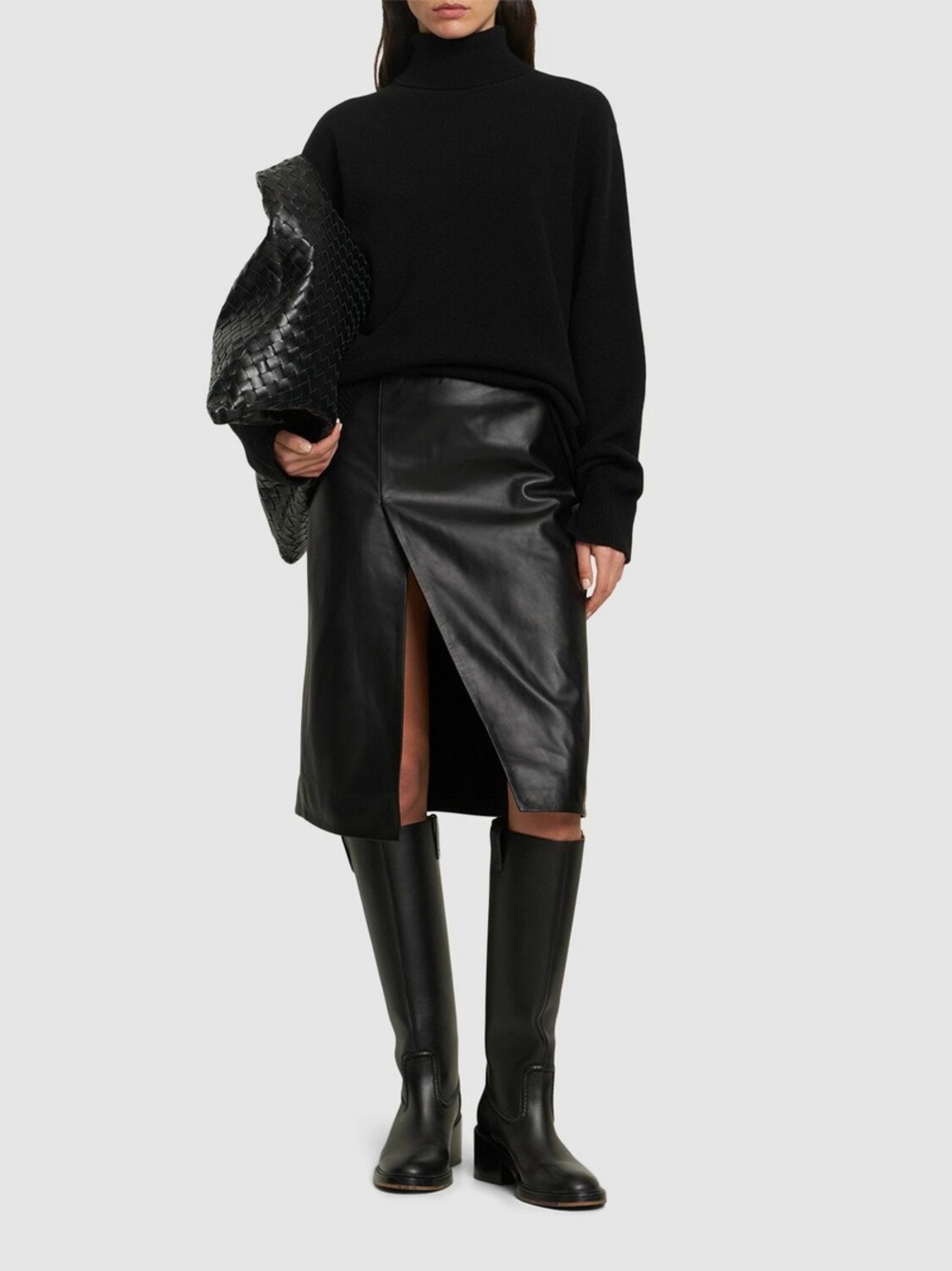 LOULOU STUDIO Ekare Leather Front Slit Skirt